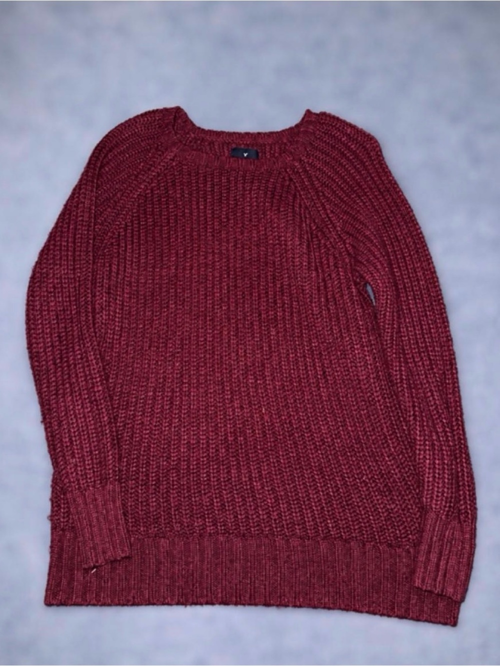 American Eagle Outfitters Ribbed Crewneck Sweater - Wine